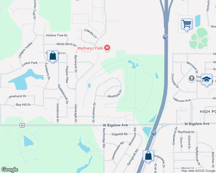 map of restaurants, bars, coffee shops, grocery stores, and more near 3016 Heatherdowns Drive in Findlay