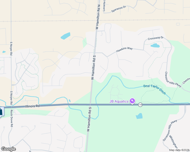 map of restaurants, bars, coffee shops, grocery stores, and more near 729 West Hamilton Road South in Fort Wayne
