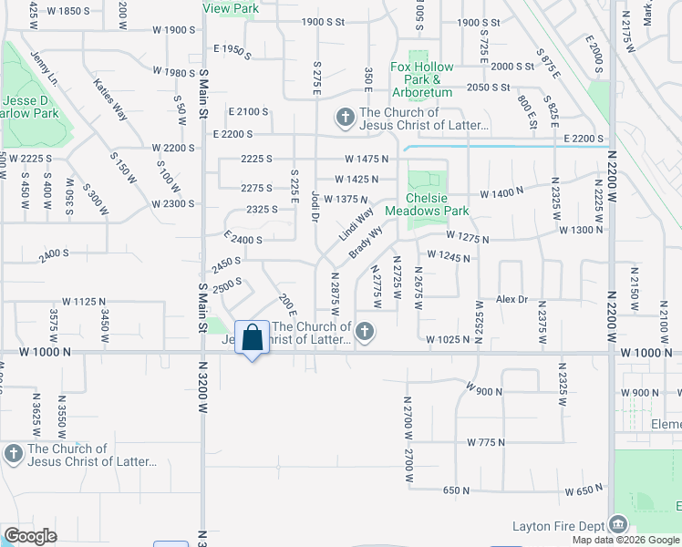 map of restaurants, bars, coffee shops, grocery stores, and more near 2867 North 2875 West in Layton