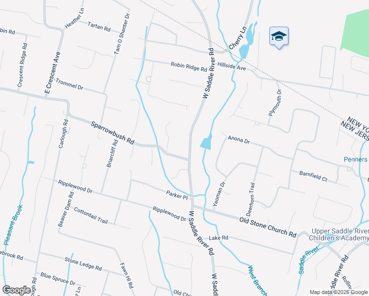 map of restaurants, bars, coffee shops, grocery stores, and more near 533 West Saddle River Road in Upper Saddle River