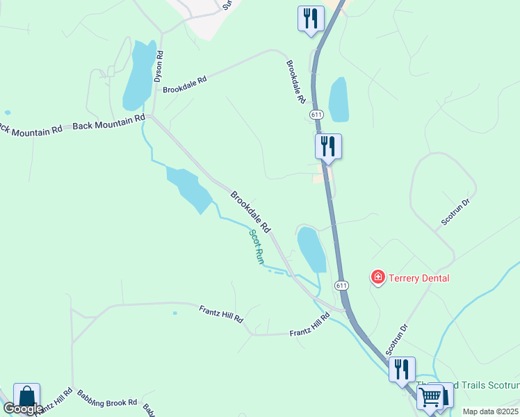 map of restaurants, bars, coffee shops, grocery stores, and more near 2579 Brookdale Road in Monroe County
