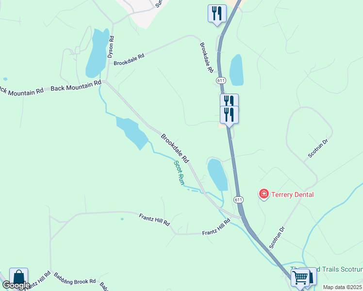 map of restaurants, bars, coffee shops, grocery stores, and more near 2579 Brookdale Road in Monroe County