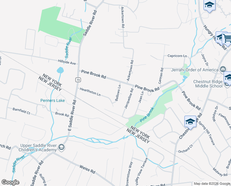 map of restaurants, bars, coffee shops, grocery stores, and more near 8 Bellows Lane in Monsey