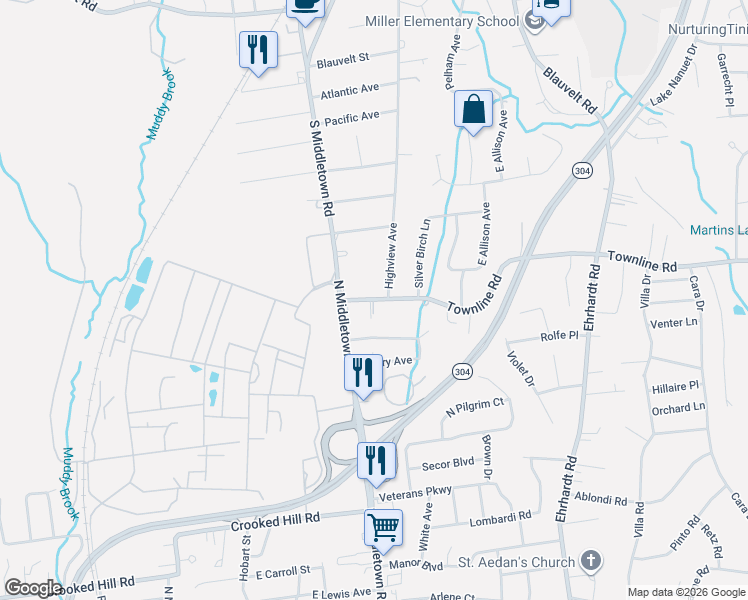 map of restaurants, bars, coffee shops, grocery stores, and more near 27 Townline Road in Pearl River