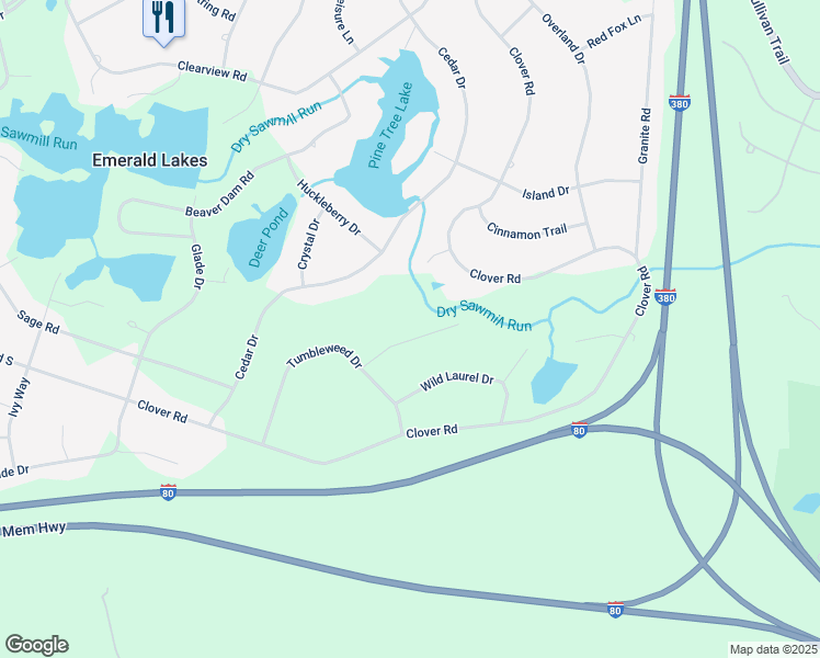 map of restaurants, bars, coffee shops, grocery stores, and more near 123 Lower Deer Lake Court in Long Pond