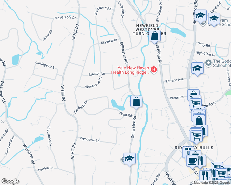 map of restaurants, bars, coffee shops, grocery stores, and more near 46 Stillview Road in Stamford