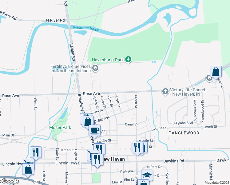 map of restaurants, bars, coffee shops, grocery stores, and more near 101 Scott Street in New Haven