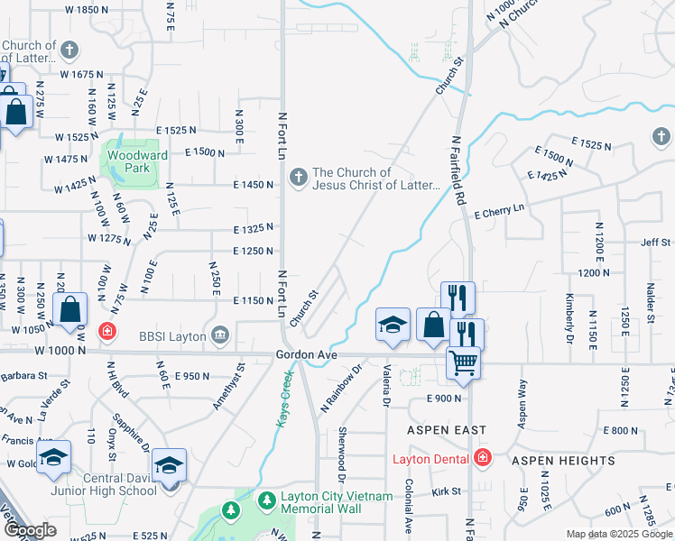 map of restaurants, bars, coffee shops, grocery stores, and more near 8 Trailer Park Road in Layton