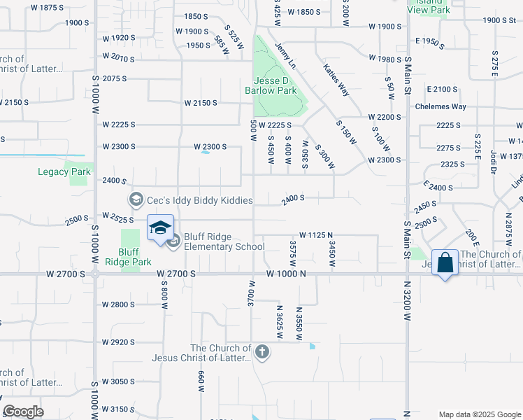 map of restaurants, bars, coffee shops, grocery stores, and more near 475 West 2400 South in Clearfield