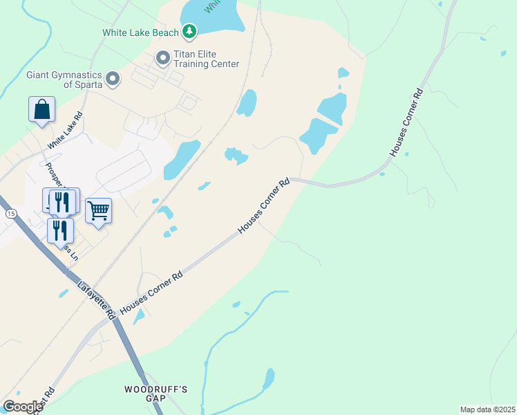 map of restaurants, bars, coffee shops, grocery stores, and more near 482 Houses Corner Road in Sparta