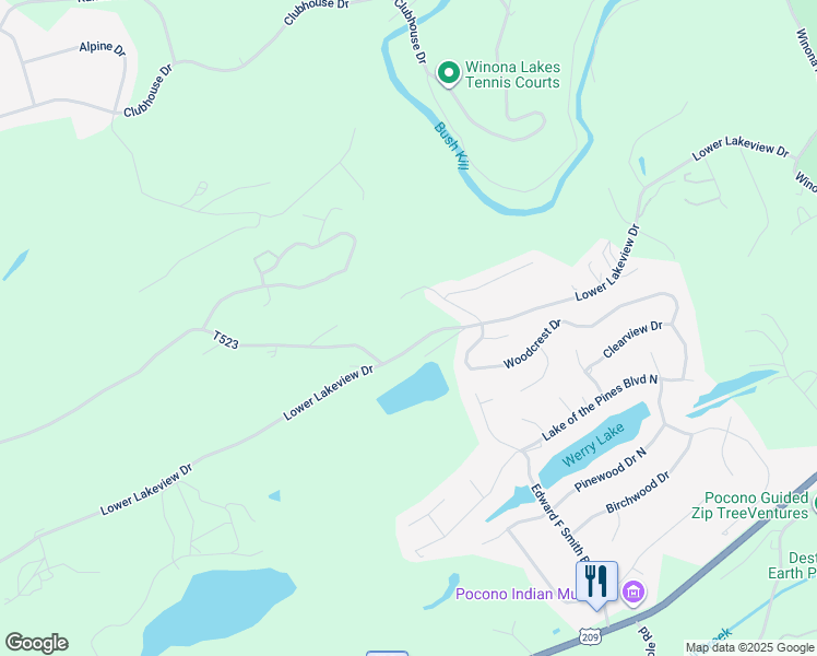 map of restaurants, bars, coffee shops, grocery stores, and more near 297 Lower Lakeview Drive in East Stroudsburg