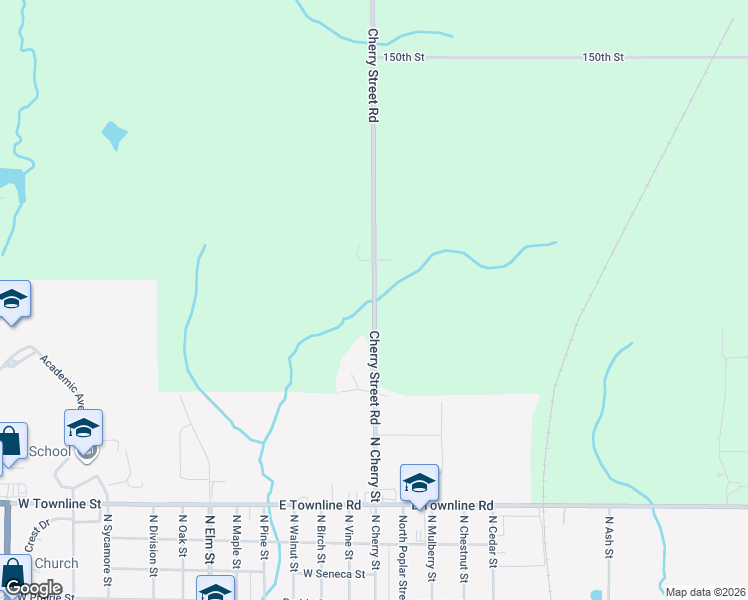 map of restaurants, bars, coffee shops, grocery stores, and more near 1501 Cherry Street Road in Creston