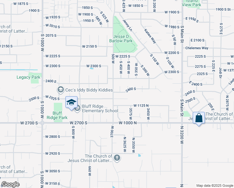 map of restaurants, bars, coffee shops, grocery stores, and more near 475 West 2400 South in Clearfield