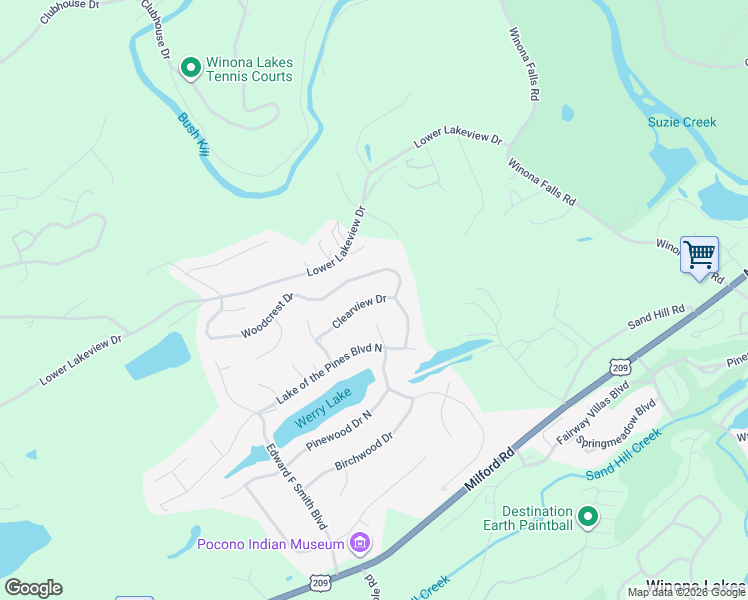 map of restaurants, bars, coffee shops, grocery stores, and more near 30-34 Clearview Dr in East Stroudsburg
