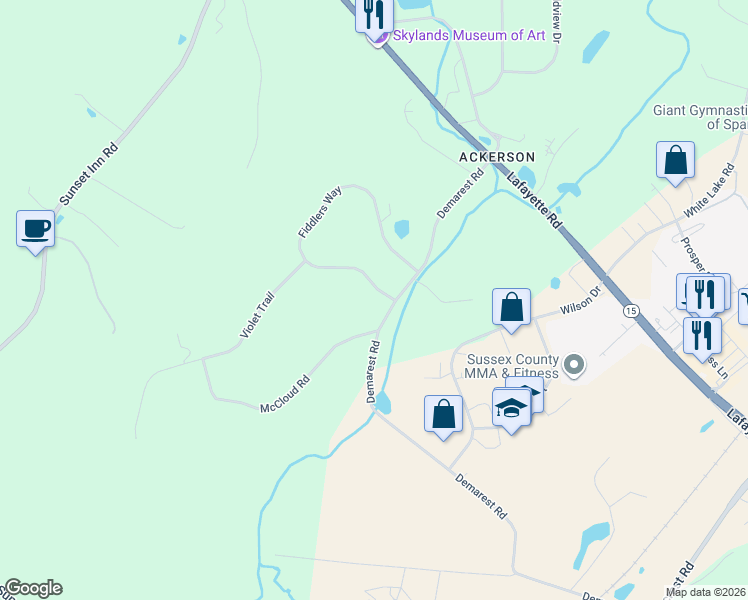 map of restaurants, bars, coffee shops, grocery stores, and more near 1 Fiddlers Way in Sparta