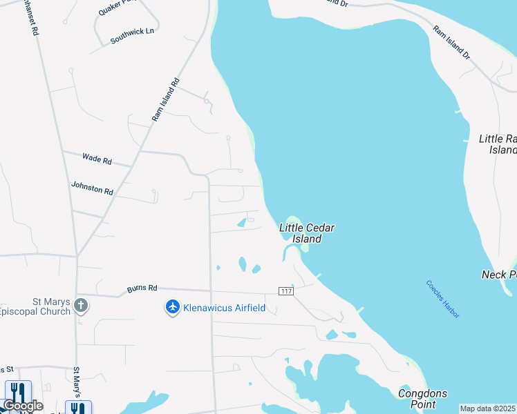map of restaurants, bars, coffee shops, grocery stores, and more near 62B North Cartwright Road in Shelter Island
