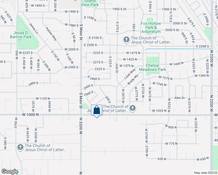 map of restaurants, bars, coffee shops, grocery stores, and more near 234 2450 South in Clearfield
