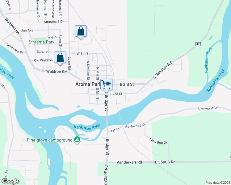 map of restaurants, bars, coffee shops, grocery stores, and more near in Aroma Park