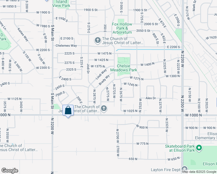 map of restaurants, bars, coffee shops, grocery stores, and more near 1210 North 2775 West in Layton