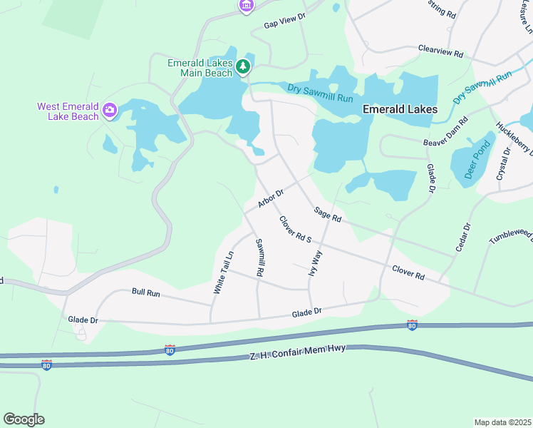 map of restaurants, bars, coffee shops, grocery stores, and more near 1032 Clover Road South in Long Pond