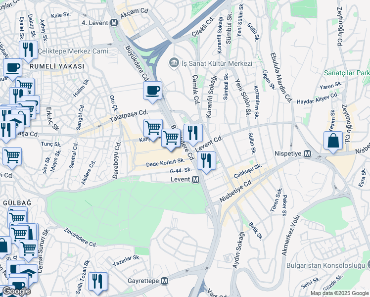 map of restaurants, bars, coffee shops, grocery stores, and more near in Gaziosmanpaşa