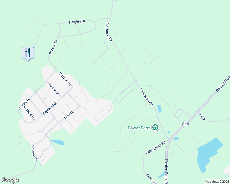 map of restaurants, bars, coffee shops, grocery stores, and more near 1143 Shady Hill Road in East Stroudsburg