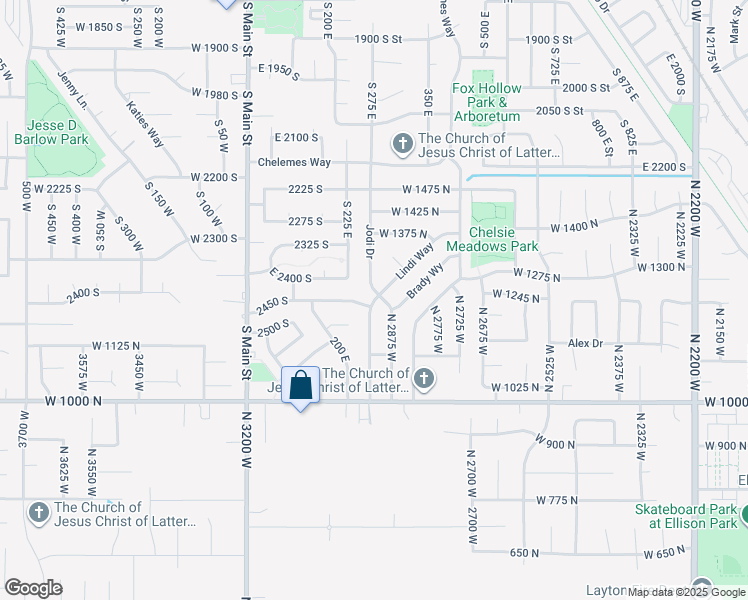 map of restaurants, bars, coffee shops, grocery stores, and more near 1445 North 2925 West in Layton