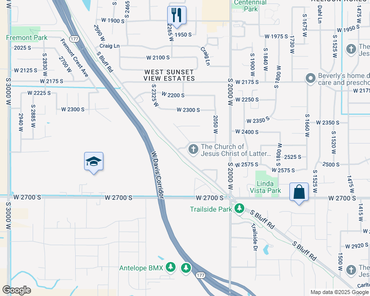 map of restaurants, bars, coffee shops, grocery stores, and more near 2500 South Bluff Road in Syracuse
