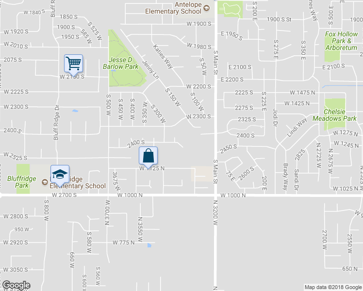 map of restaurants, bars, coffee shops, grocery stores, and more near 201 2400 South in Clearfield