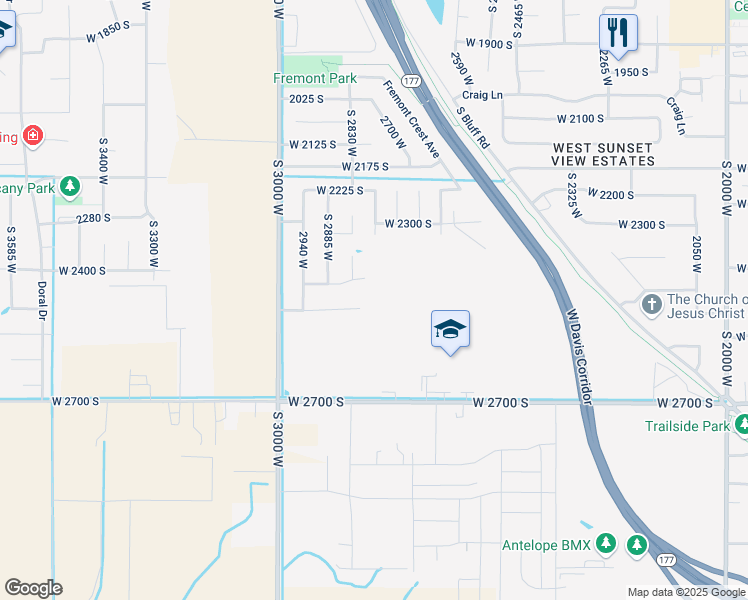 map of restaurants, bars, coffee shops, grocery stores, and more near 2786 2495 South in Syracuse