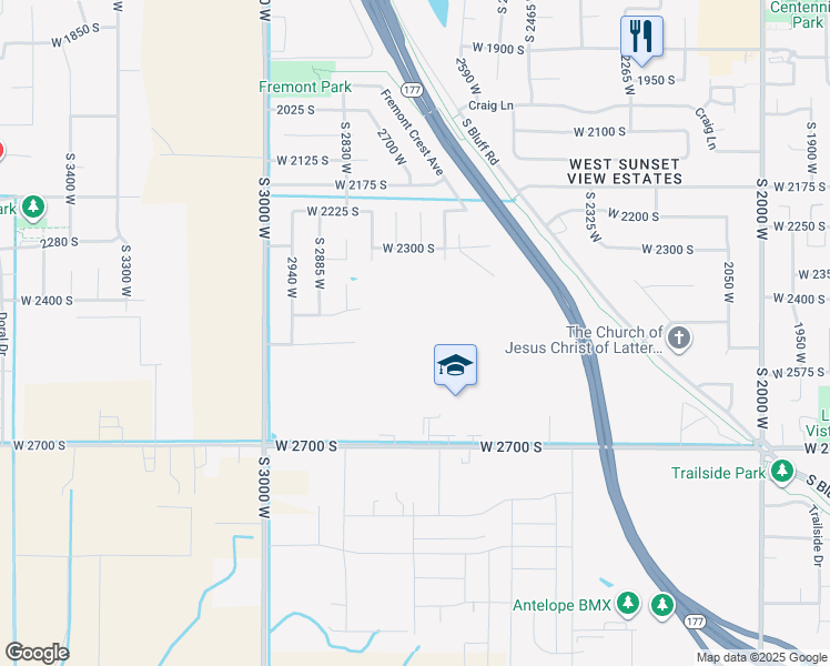 map of restaurants, bars, coffee shops, grocery stores, and more near 2696 2495 South in Syracuse