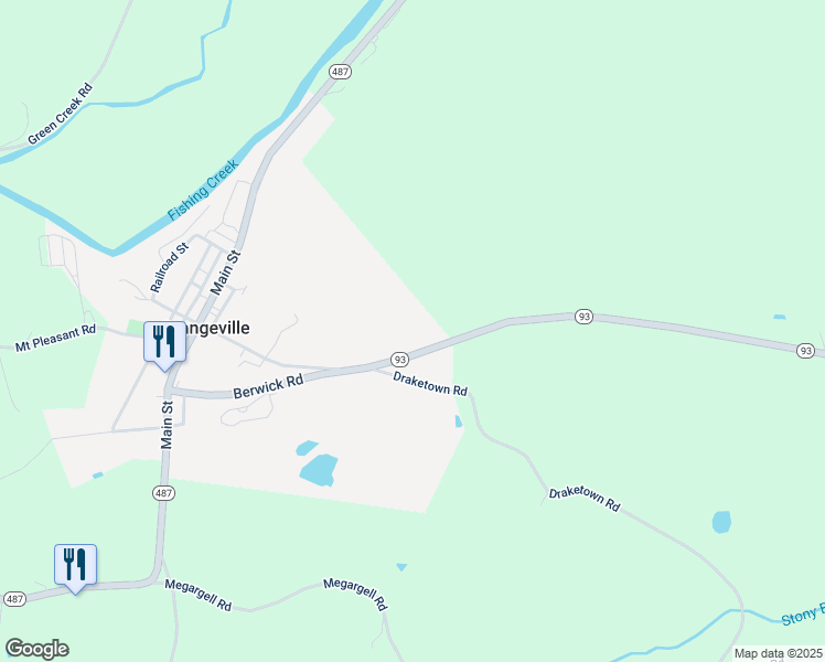 map of restaurants, bars, coffee shops, grocery stores, and more near 93 State Road in Bloomsburg