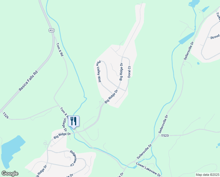 map of restaurants, bars, coffee shops, grocery stores, and more near 3110 Pine Valley Way in East Stroudsburg