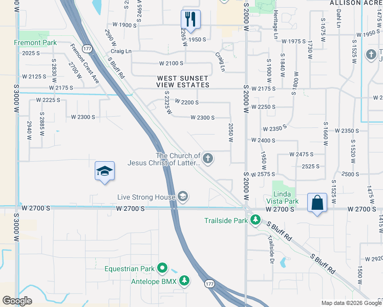 map of restaurants, bars, coffee shops, grocery stores, and more near 2455 South Bluff Road in Syracuse