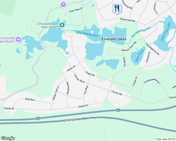 map of restaurants, bars, coffee shops, grocery stores, and more near 189 Sage Road in Long Pond