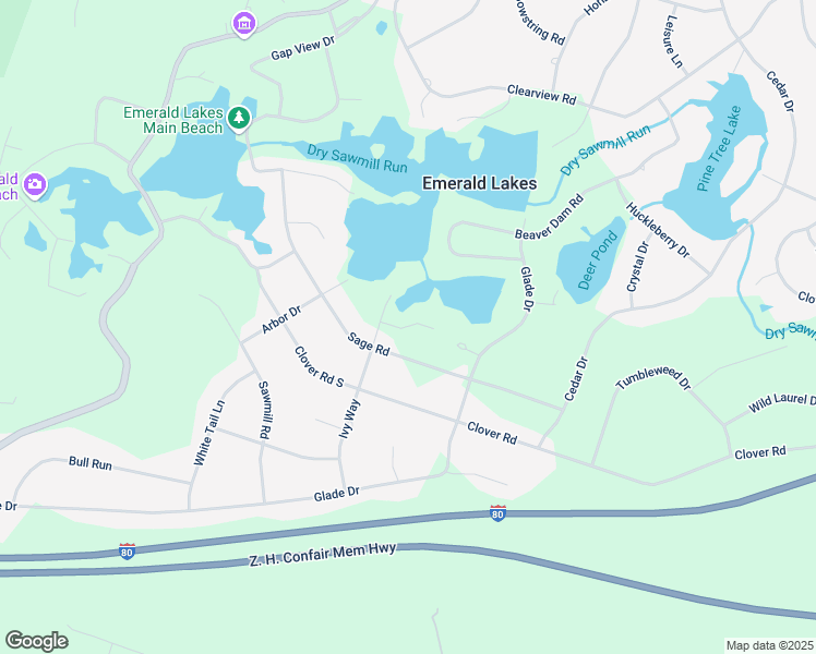 map of restaurants, bars, coffee shops, grocery stores, and more near Ivy Court in Emerald Lakes
