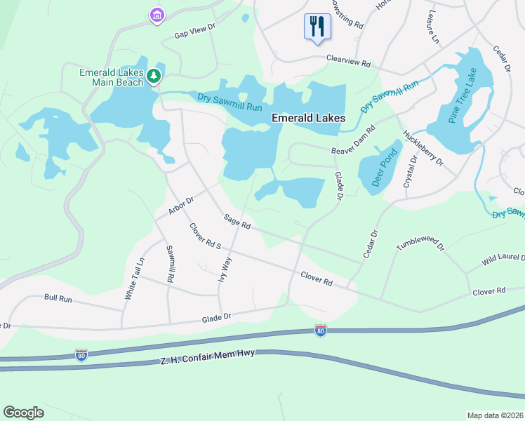 map of restaurants, bars, coffee shops, grocery stores, and more near 777 Ivy Way in Long Pond