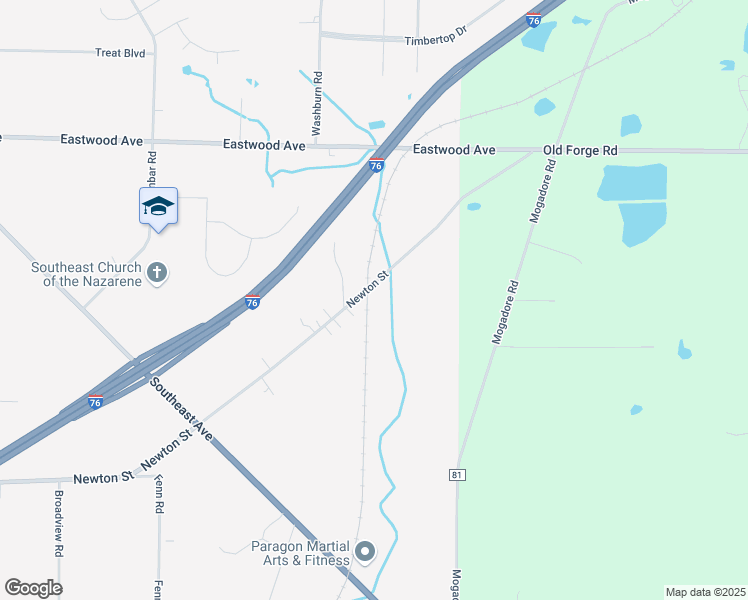 map of restaurants, bars, coffee shops, grocery stores, and more near 1330 Newton Street in Tallmadge