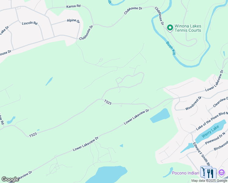 map of restaurants, bars, coffee shops, grocery stores, and more near 122 Kahkout Mountain in East Stroudsburg