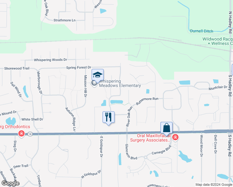 map of restaurants, bars, coffee shops, grocery stores, and more near 507 Cameron Hill Place in Fort Wayne