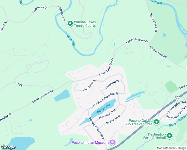 map of restaurants, bars, coffee shops, grocery stores, and more near 341 Lower Lakeview Drive in East Stroudsburg
