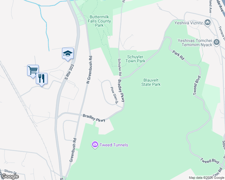 map of restaurants, bars, coffee shops, grocery stores, and more near 10 Pine Glen Drive in Blauvelt