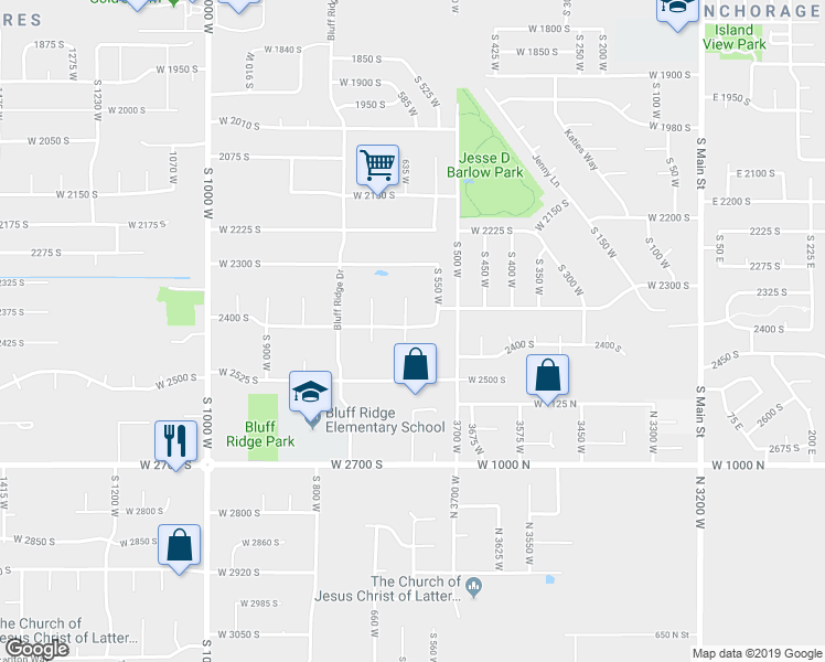 map of restaurants, bars, coffee shops, grocery stores, and more near 579 2400 South in Syracuse