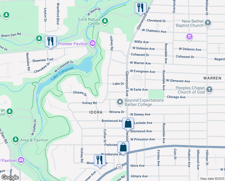 map of restaurants, bars, coffee shops, grocery stores, and more near 750 Linwood Avenue in Youngstown