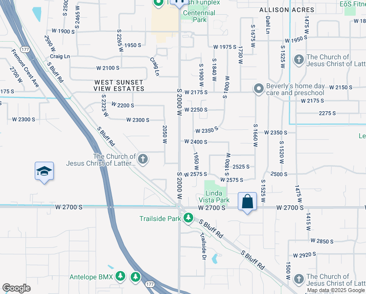 map of restaurants, bars, coffee shops, grocery stores, and more near 2423 South 2000 West in Syracuse
