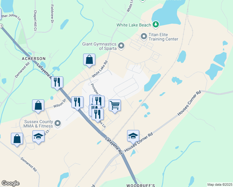 map of restaurants, bars, coffee shops, grocery stores, and more near 7 Trafalgar Court in Sparta