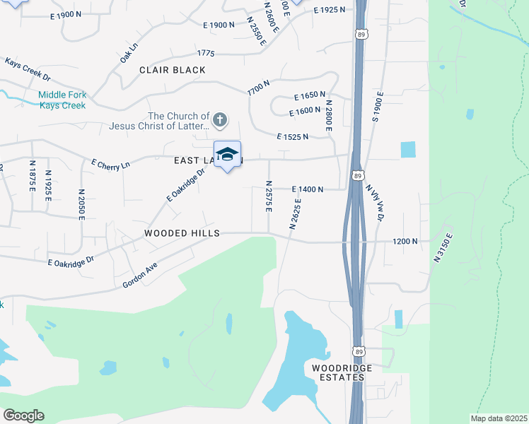 map of restaurants, bars, coffee shops, grocery stores, and more near 1283 North 2575 East in Layton