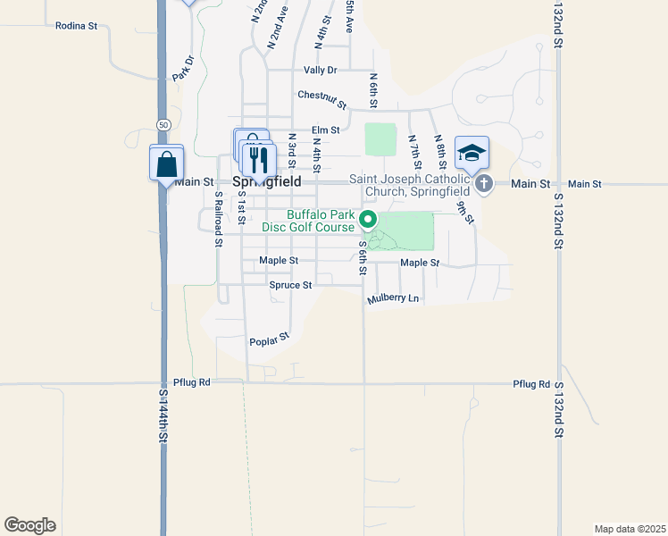 map of restaurants, bars, coffee shops, grocery stores, and more near 385 South 4th Street in Springfield