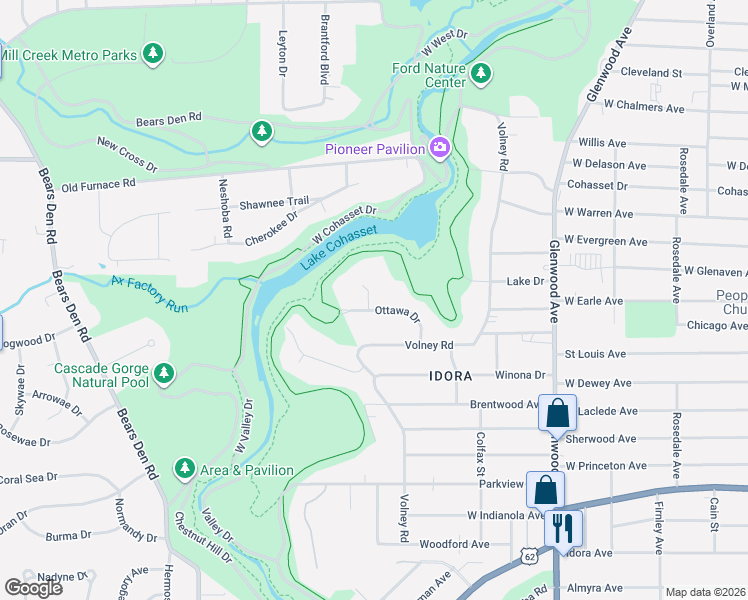 map of restaurants, bars, coffee shops, grocery stores, and more near 968 Ottawa Drive in Youngstown