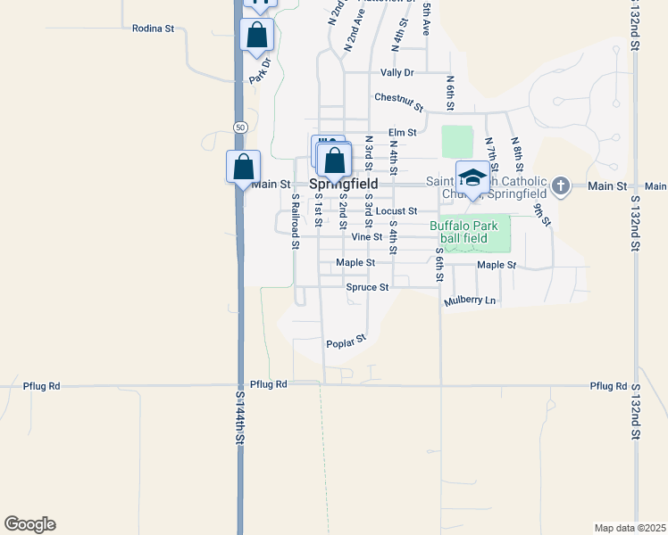 map of restaurants, bars, coffee shops, grocery stores, and more near 410 South 2nd Street in Springfield